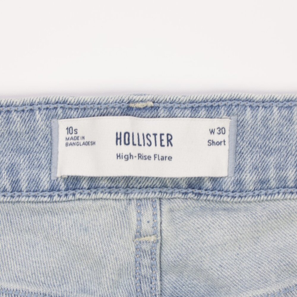 Hollister Women's High Rise Ripped Comfortable Denim Flare Jeans Light Blue 10s - Picture 13 of 13